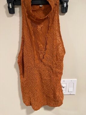 Free People Intimately Burnt Orange Lace Halter Top